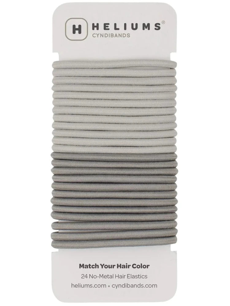 HELIUMS-4mm Hair Ties in 3 Colors - 1.75 Inch Elastics - 24 Count - Grays