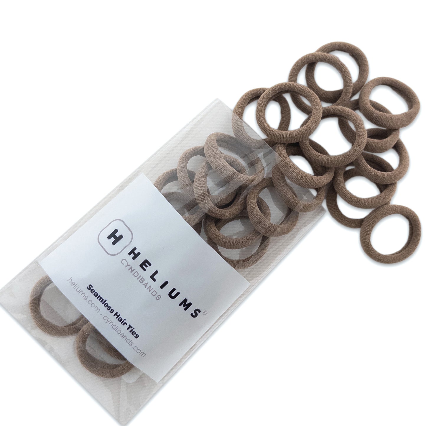 Heliums Small Seamless Hair Ties - 1 Inch Ponytail Holders - 30 Count - Light Brown