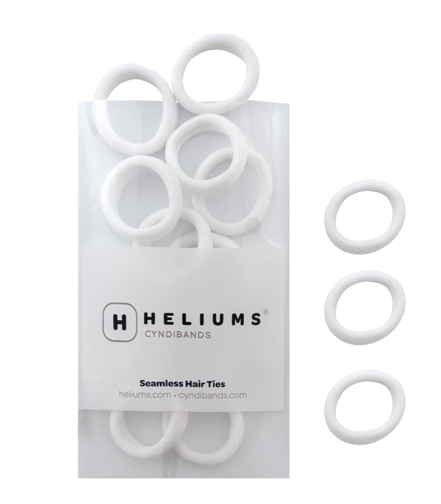 Heliums Small Seamless Hair Ties - 1 Inch Ponytail Holders - 30 Count - White