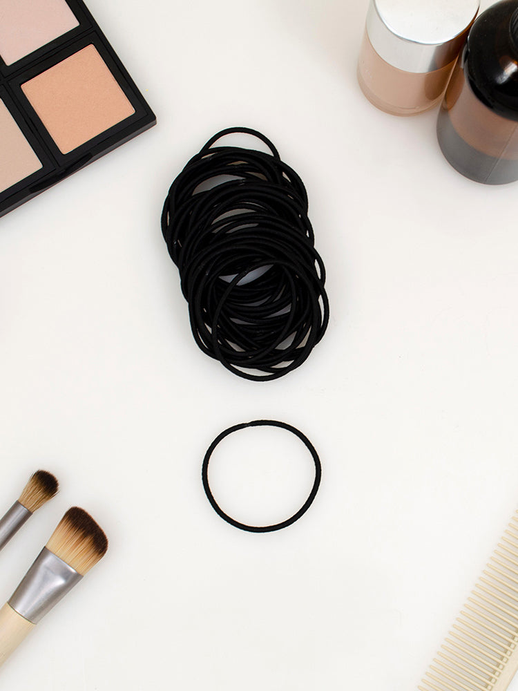 heliums-Thin 2mm Hair Ties - 1.75 Inch Elastics - 40 Count - Black