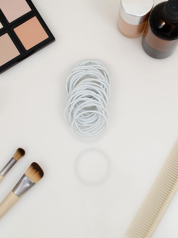 heliums.com-Thin 2mm Hair Ties - 1.75 Inch Elastics - 40 Count - White