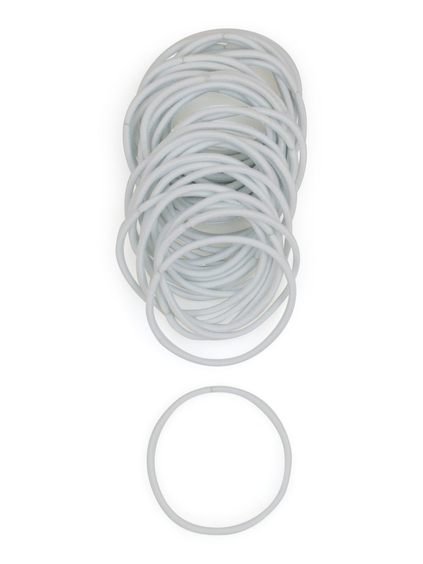 heliums.com-Thin 2mm Hair Ties - 1.75 Inch Elastics - 40 Count - White