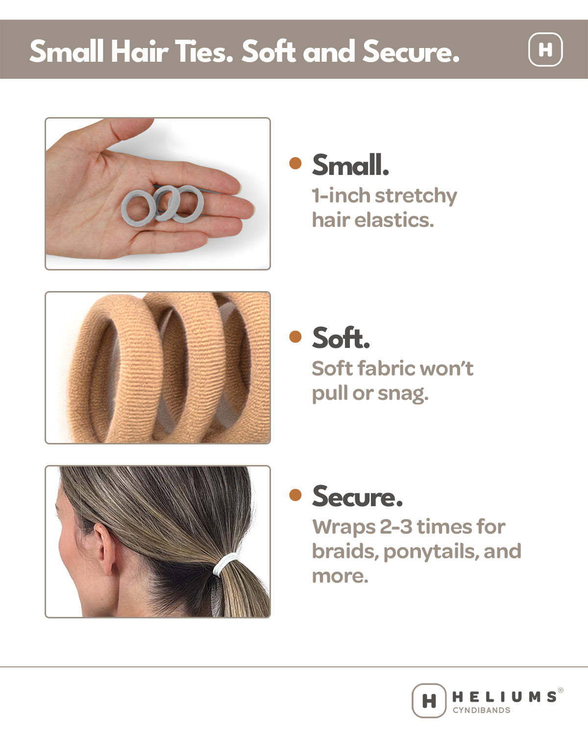 Small Seamless Hair Ties • 1 Inch • 30-Pack