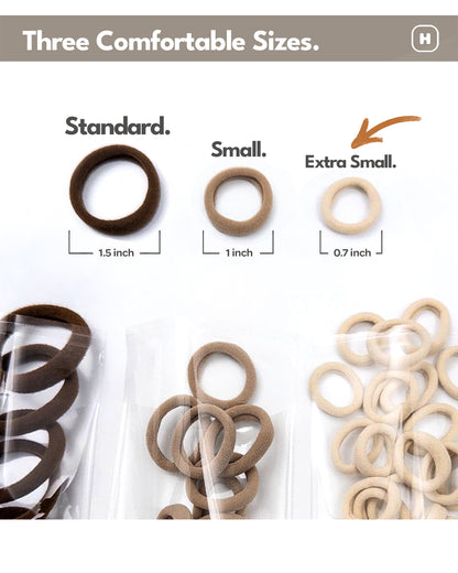 Extra Small Seamless Hair Ties • 0.75 Inch • 40-Pack