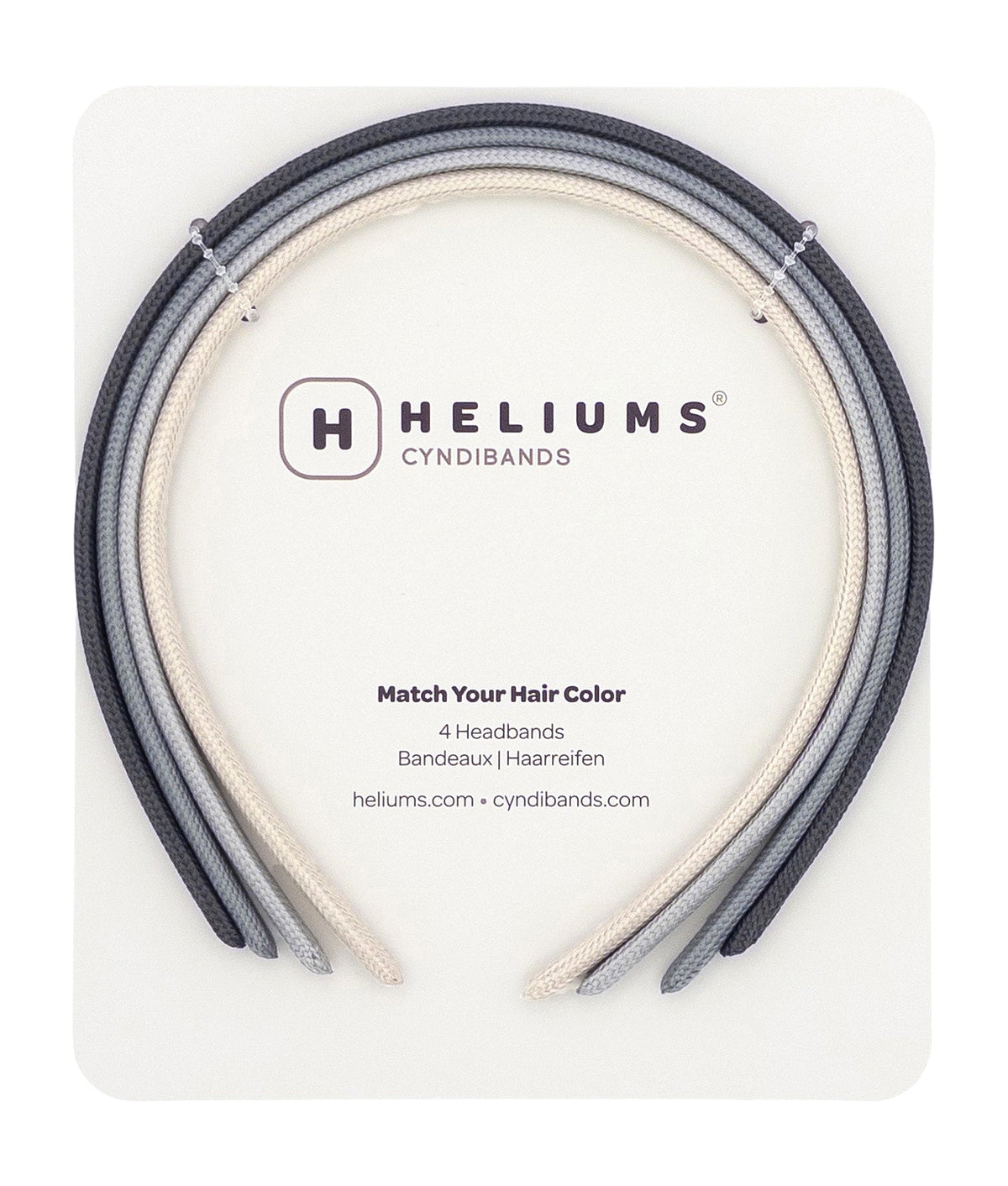 Heliums Thin Headbands in Gray shades - pack of 4