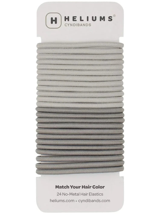 HELIUMS-4mm Hair Ties in 3 Colors - 1.75 Inch Elastics - 24 Count - Grays