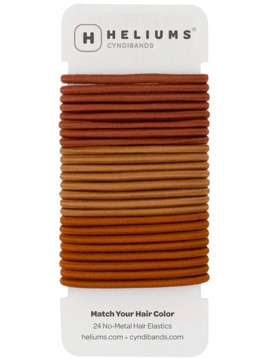 HELIUMS-4mm Hair Ties in 3 Colors - 1.75 Inch Elastics - 24 Count - Redhead