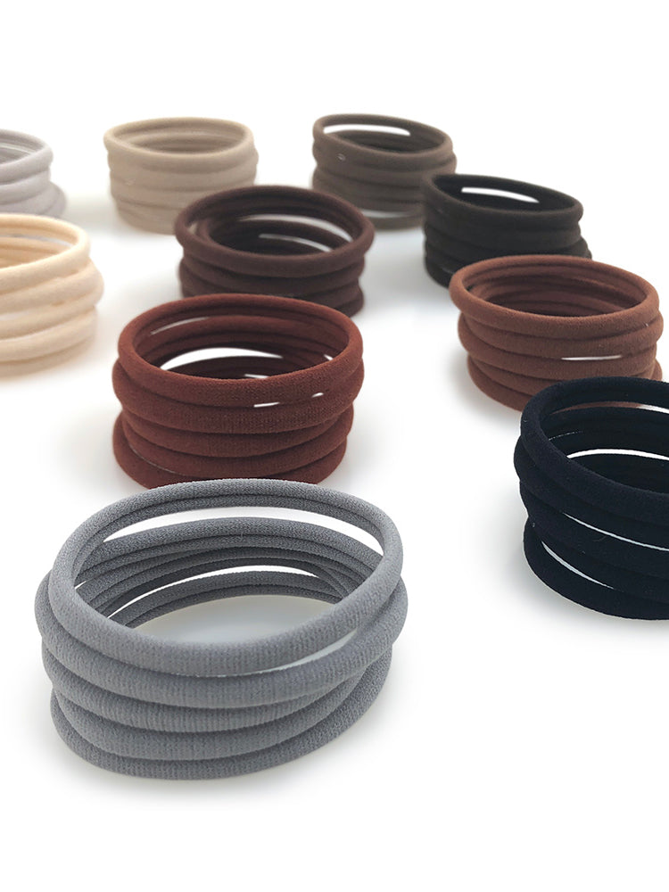 Skinny Seamless Hair Ties - 18 Pack - Dark Brown