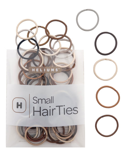 Small Hair Ties - 2mm Mini Hair Elastics - 75 Assorted Neutral Colors