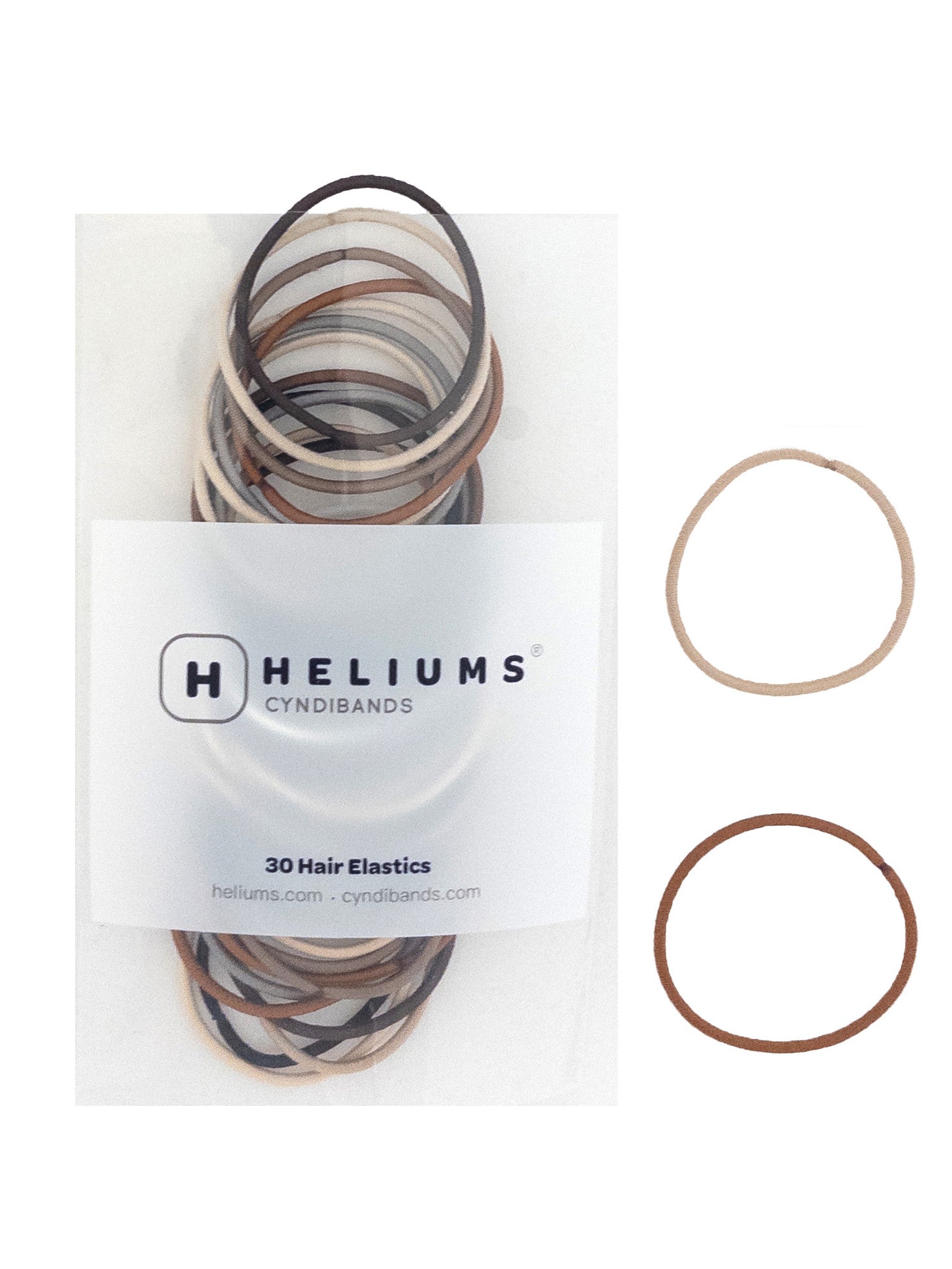 Assorted Neutral Colors - 2mm Hair Ties - Heliums in pack of 30