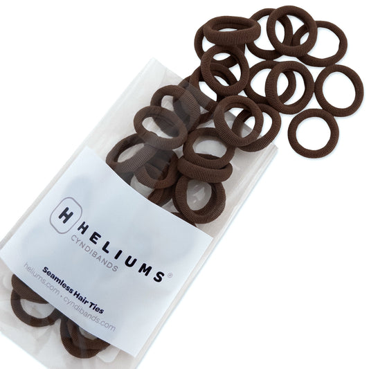 Extra Small Seamless Hair Ties - Dark Brown -  Tiny 0.7 Inch Nylon Hair Bands