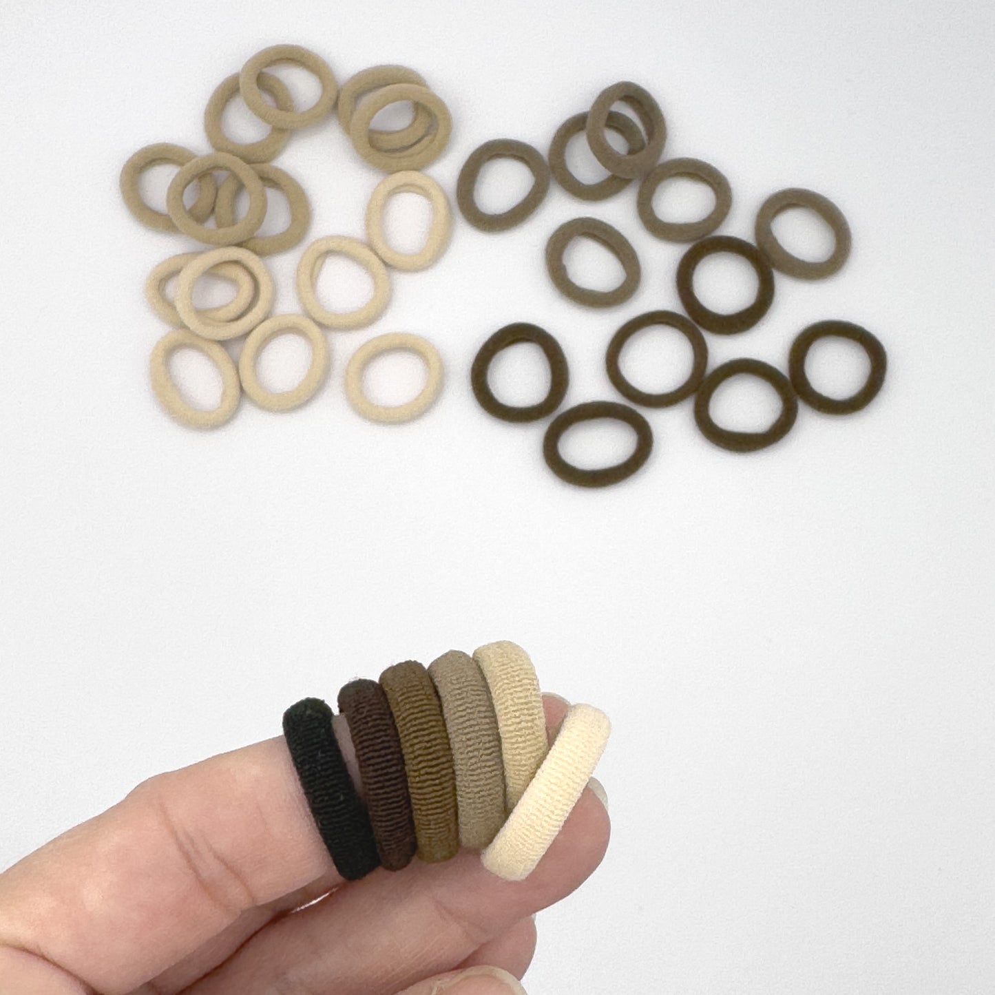Extra Small Seamless Hair Ties - Neutrals Mix -  Tiny 0.7 Inch Nylon Hair Bands