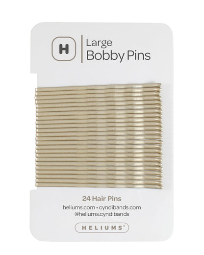 Heliums Light Blonde Large Bobby Pins package containing 24 hair pins, shown on a clean white background.